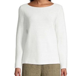 EILEEN FISHER Organic Linen & Cotton Pullover Sweater Top Long Sleeve L